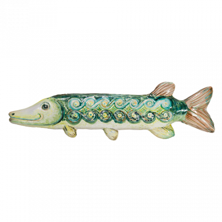 Щелкните для уменьшения или перетащите для перемещения Щука 45 см майолика - Глиняные, гончарные изделия - ООО Гончар
