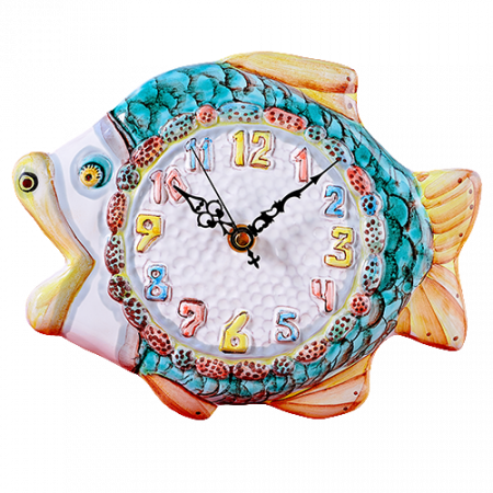 Часы Рыба глазурь - Глиняные, гончарные изделия - ООО Гончар