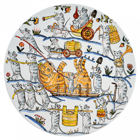 Тарелка роспись 35 см Мыши хоронят кота  - Глиняные, гончарные изделия - ООО Гончар
