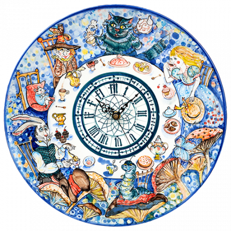 Тарелка роспись 35 см Безумное чаепитие (+часы)  - Глиняные, гончарные изделия - ООО Гончар